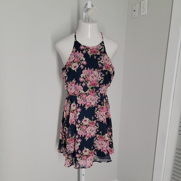 BaileyBlue Cute Sleeveless Dress ~ Sz XL ~ Blue & Pink ~ Floral - Picture 1 of 7